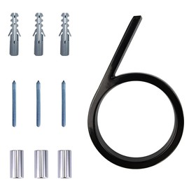 Floating Modern House Numbers 5 inch, Deamos Zinc Alloy Home Address Number for Outside House with Reflective Paint Finish Black, Floating Mount or Flush Mount