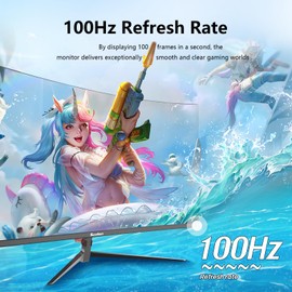 Sealan 27 inch Curved Gaming Monitor 100Hz Computer Monitor Full HD 1920 x 1080P with HDMI VGA Interface Eye Care Frameless （100 x 100mm） VESA with 3-Side Virtually Borderless Design