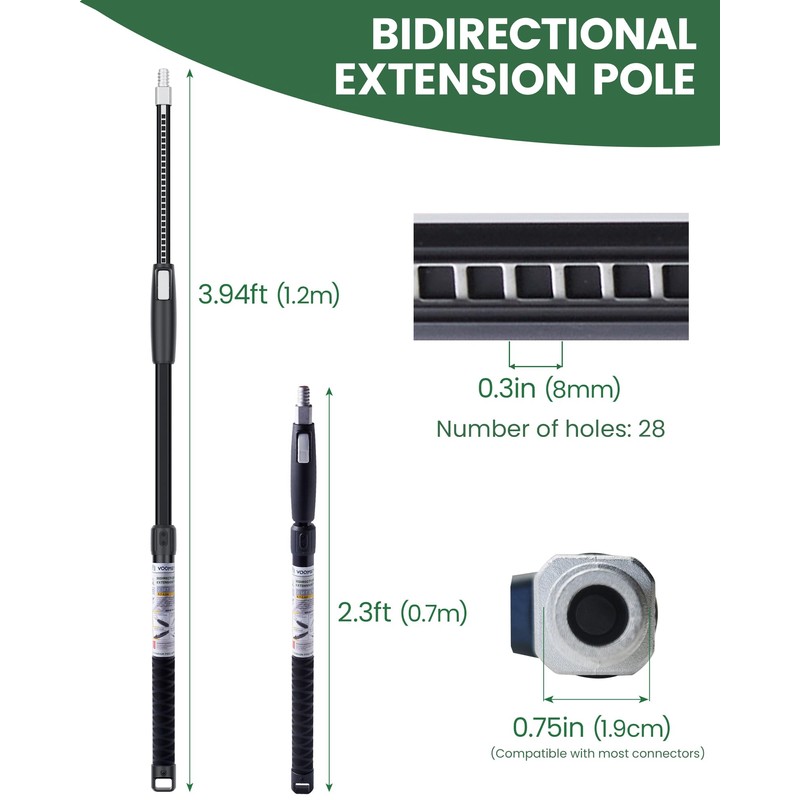 Voomey Professional Telescopic Extension Pole 2.3-4 ft Dual Paint Roller