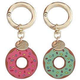 [2 Pack] Donut Anti-Lost Keychain Case Cover for AirTags Tracker, Anti-Drop Scratch Cute AirTag Holder with Keychain Accessories for Women Kids Pets Backpacks (Pink+Green)