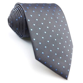 SHLAX&WING Men's Necktie, Gray, Blue, Dot, Men's Silk Business, 8cm x 147cm Necktie