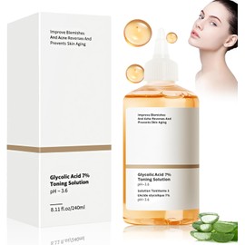 Ácido Glicólico 7% Toning Solución 240ml, Tónico reafirmante exfoliante y revitalizante, Tónico revitalizante con 7% de ácido glicólico para atenuar manchas oscuras y acné