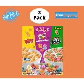 Kelloggs Breakfast Cereal Variety Pack, 3 ct. (No Ship To CA)