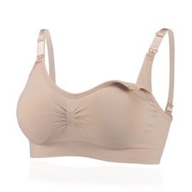 LQSCJS Nursing Bra Without Underwire Pregnancy Nursing Bra Seamless Nursing Bra Full Cup Nursing Bra with Removable Padding Breastfeeding for Women, beige