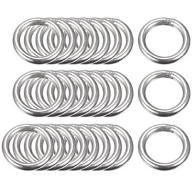 TOP-VIGOR 25Pcs Welded O-rings, 30mm Outer Dia 4mm Thickness Multi-Purpose 304 Stainless Steel O Rings, Smooth Strapping Welded Round Rings for Hardware Bags Ring Hand DIY Accessories and Dog Leas