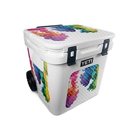 MightySkins Carbon Fiber Skin Compatible With Yeti Roadie 48 Wheeled Cooler - Aqua Paint | Protective, Durable Textured Carbon Fiber Finish | Easy To Apply, Remove, and Change Styles | Made in the USA