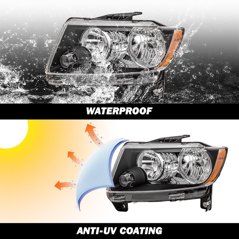 SOCKIR Halogen Headlight Assembly Fit for 2011 2012 2013 Jeep