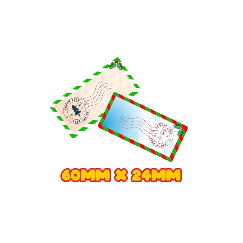 72 North Pole Santa Stamp Labels, Christmas Stamp 60mm x