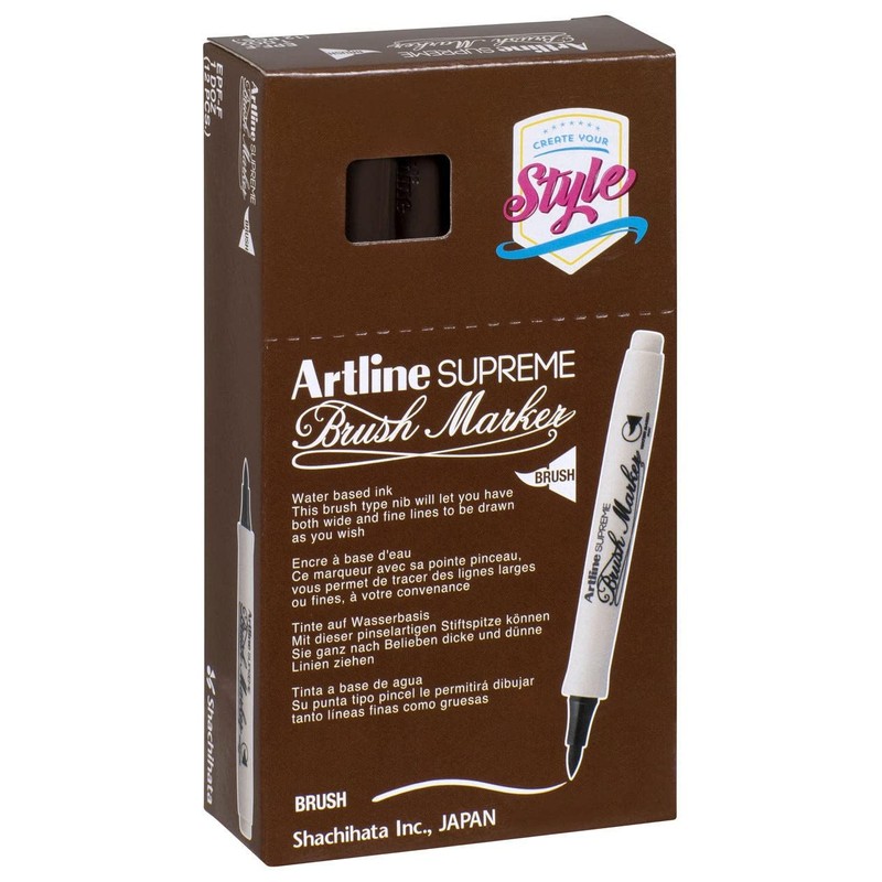 artline Dark Brown Supreme Brush Marker Pen