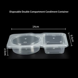 Tatibana Disposable Double Chamber Sauce Box with Lid, 10PCS Travel Snack Condiment Container Dip Snack Container Double Chamber Sauce Container