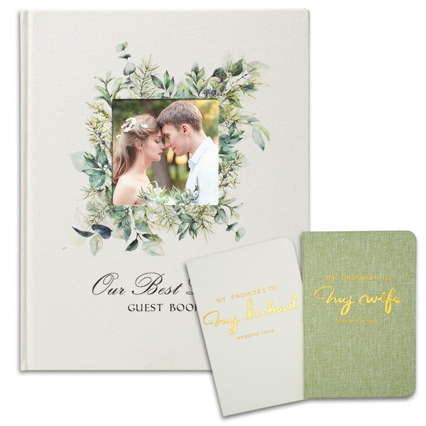 Vienrose Wedding Guest Book Set with 2 Vow Books and
