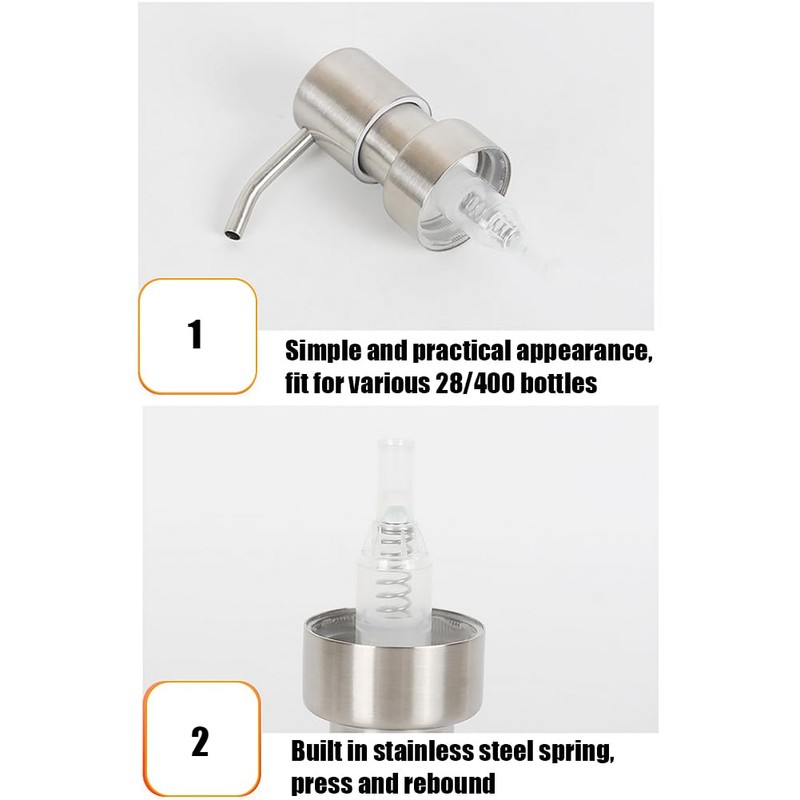 2 Pack Soap Dispenser Pump Replacement Stainless Steel Soap Dispenser