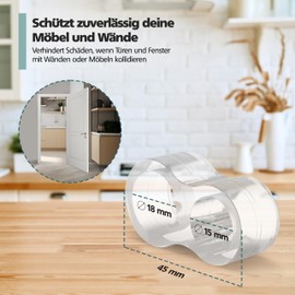 virea 12 x Door Handle Buffer Transparent – Door Stopper for Protection of Walls and Furniture – Stopper for Door Handles and Window Handles – Door Handle Protection in Subtle Design – Door Buffer