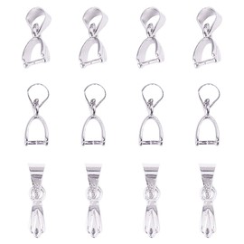PH PandaHall Pinch Clip, 100 Pieces Brass Pinch Clip Bail Clasp Dangle Charm Bead Pendant Connector Findings Length 12mm for Necklace Jewelry DIY Craft Making, Platinum