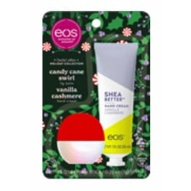 eos Limited Edition Candy Cane Swirl Lip Balm & Vanilla Cashmere Hand Cream,
