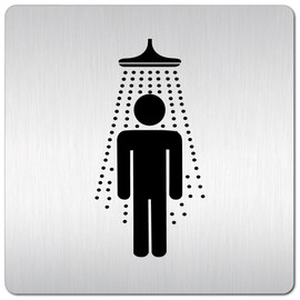 Türschilder24 XXL Door Sign (B) 125 x 125 mm Shower 1.5 mm Aluminium Solid Material 100% Made in Germany (Shower Men)