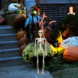 Skeleton Decor,Human Skeleton with Full Body Posable Joints | Haunted House Accessories, Spooky Scene Party Favors for Graveyard Tabletop Desktop Shelf Yard Table Indoor Outdoor