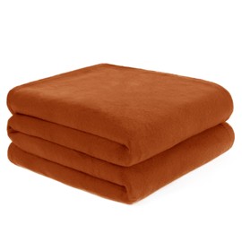 Dreamscene Fleece Throw Blankets Burnt Orange, Soft Thick Fleece Blankets for Adults Fleece Blanket for Winter Autumn Warm Bed Throws Over Couch, Rust 120x150cm