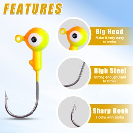Fishing Jig Heads Hooks Crappie Jig Lure Hook Kit Fishing Lures Jig Head Bait Assorted 0.9g 40pcs