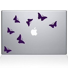 The Decal Guru 1029-MAC-13A-LAV Butterflies Decal Vinyl Sticker, 13" Macbook Air, Purple