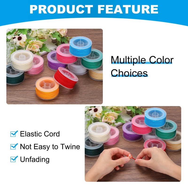 MECCANIXITY Hilo de Nylon Trenzado para Cuentas, Cordón Elástico de