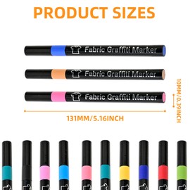 WENJION 24 Pack Fabric Pens Permanent for Clothes, T-Shirts, Canvas Bags & Shoes, Fabric Markers Set, Textile Art Markers for Kids, Adults DIY Craft Drawing Kit, Design Gift Idea
