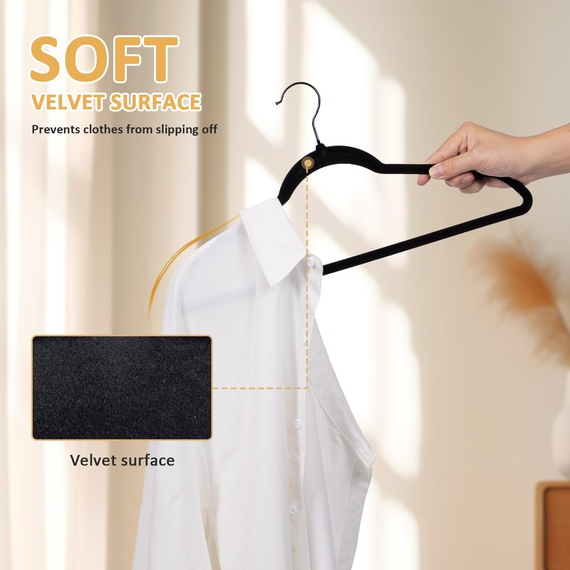 Pack of 60 Velvet Hangers, Space-Saving Heavy Duty Clothes Hangers
