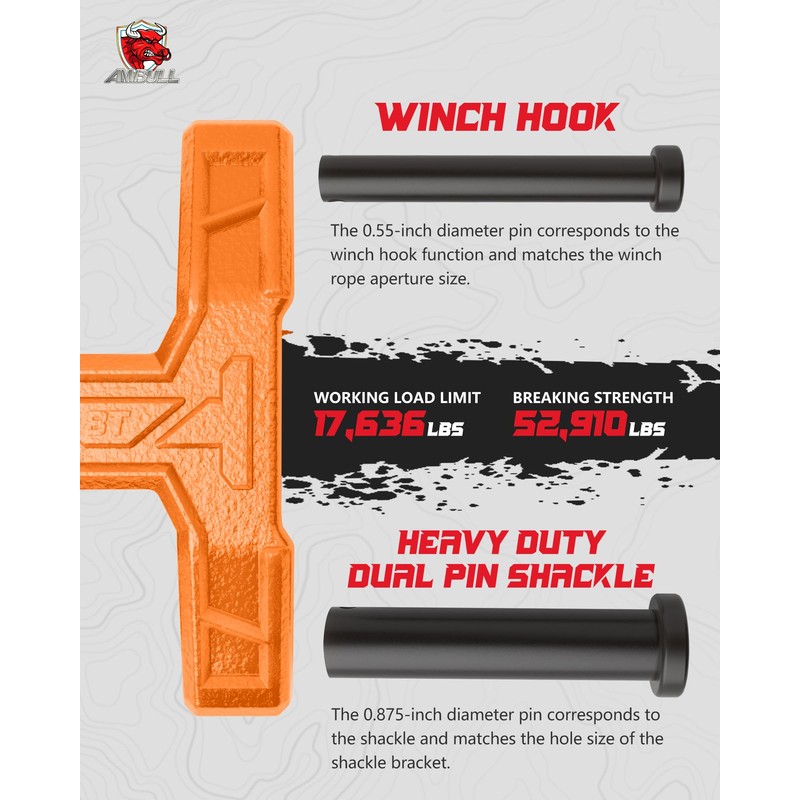 AMBULL H-Shaped Towing Winch Shackle, Heavy Duty Winch Fairlead Hook,