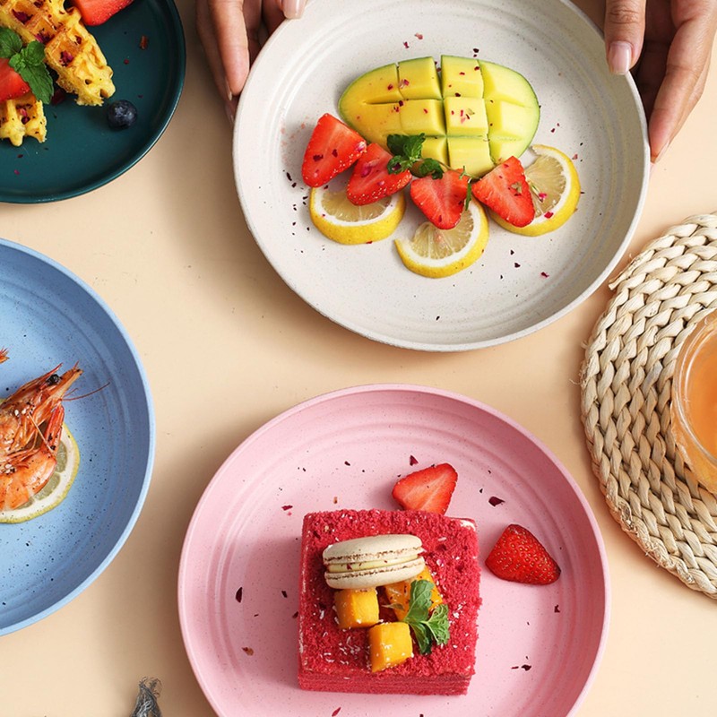 Soptalles 2Pcs Wheat Straw Plates, Unbreakable Dinner Plates, Reusable Plate