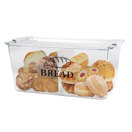 Gzsekken Plastic Bread Container,Bread Bins for Kitchen Airtight Bread Box with Lid,2 Grid Bread Storage Container Clip Locking BPA-Free Food Container Bread Keeper for Homemade Bread Toast, Bagel