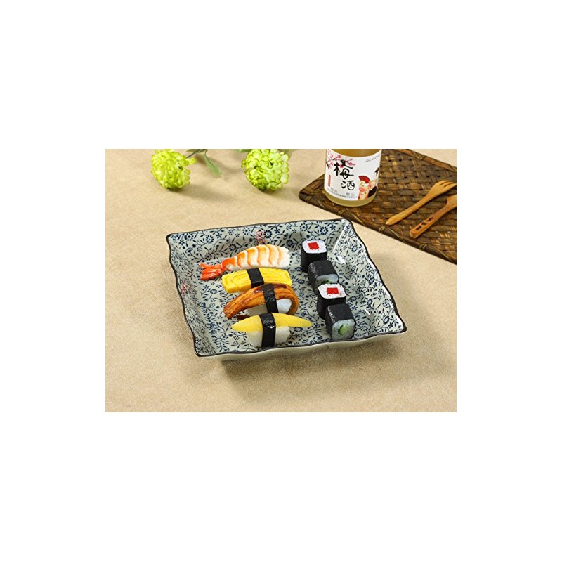 西田 (Nishida) No. 9 Square Dishes (Blue Flower Gathering/Bring Kagurazaka/Commercial