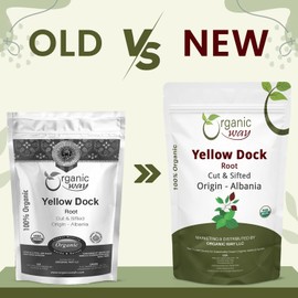 Organic Way Yellow Dock Root Cut & Sifted (Rumex crispus) Herbal Tea - European Wild-Harvest | Organic & Kosher Certified | Vegan, Non GMO & Gluten Free | USDA Certified | Origin - Albania (16 Oz)