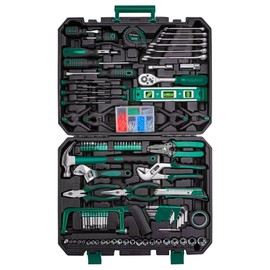 CARTMAN 238-Piece Tool Set with Socket Wrench & Auto Repair Tools Mixed General Household Hand Tool Kit, Green Plastic Toolbox Storage Case Comprehensive DIY, Home & Car Maintenance