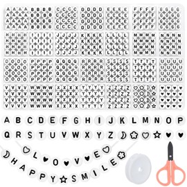 1400 Piezas Redondos Abalorios Letras, Cuentas para Pulseras, A-Z Cuentas del Alfabeto, Cuentas de Acrílico 7 X 4 mm, para Pulsera Collares Joyas Bricolaje Manualidades