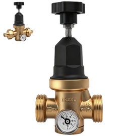 Upgraded 3/4" Water Pressure Regulator, FNPT Double Union, Polymer, Visual Pressure Gauge, 10–70 PSI, Precise Adjustment, One-stop Water Solution, For Residential or Commercial Premises