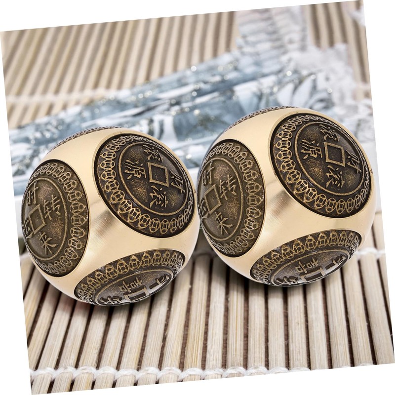 ORFOFE Solid Brass Exercise Ball 2pcs Handballs for Sports Massage