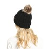 GanJingRen Women's Faux Fur Pompoms Lined Thick Knitted Warm Winter