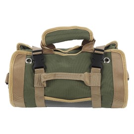 Tool Roll Up Bag Oxford Cloth Portable Multi Purpose Tool Storage Pouch Hanging Carrier Roll for Electrician Plumber Carpenter Green