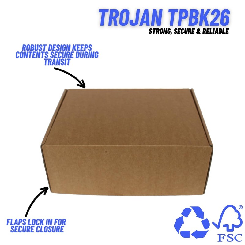 Trojan Brown Kraft Small Parcel PIP Postal Box TPBK26-250x200x100mm (10x8x4")