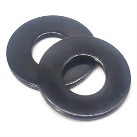 Alamic 50 Pcs 1/4" Stainless Steel Washers, 18-8 (304) Stainless Steel Flat Washers for Bolts and Screws, Black Oxidized