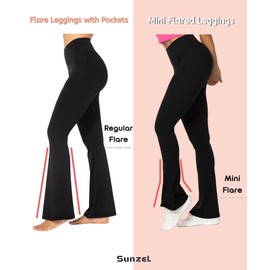 Sunzel High Waist Mini Flared Leggings for Women, Tummy Control Casual Flare Yoga Pants for Yoga Workout Gym 32" Ash Blue Medium