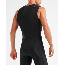 2XU UK Men Active Triathlon Singlet - MT5541A Singlet - Black/Black, M