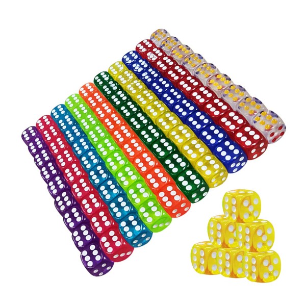 Pack of 100 Dice Games, Table Games, Transparent Dice Set,