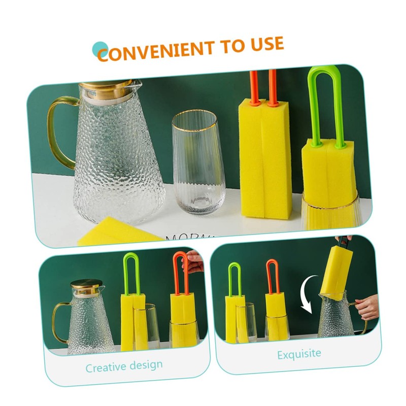 LALAFINA 4pcs Dual-Sided Cup Sponge Brush for Cleaning Bottles Kettles