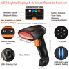 KUIIYER KUIIYER Bluetooth Barcode Scanner, Wireless 2D QR 1D Bar Code Scanners with LED Lights Display & AI Voice, Plug & Play Handheld Barcode Reader for iPhone, Android, iPad, Tablet, PC Computers & POS