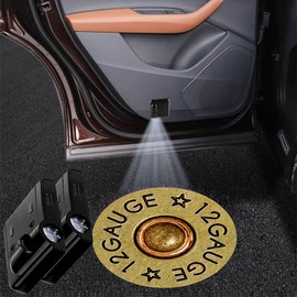 LMZLJZ 2PCS Car Door Lights,12 Gauge Bullet Shaped Brass Door Lights Logo Projector LED Shadow Welcome Lamp,Cool Car Accessories Gifts for Men Women,Suitable for All Vehicles Motorcycle Bike