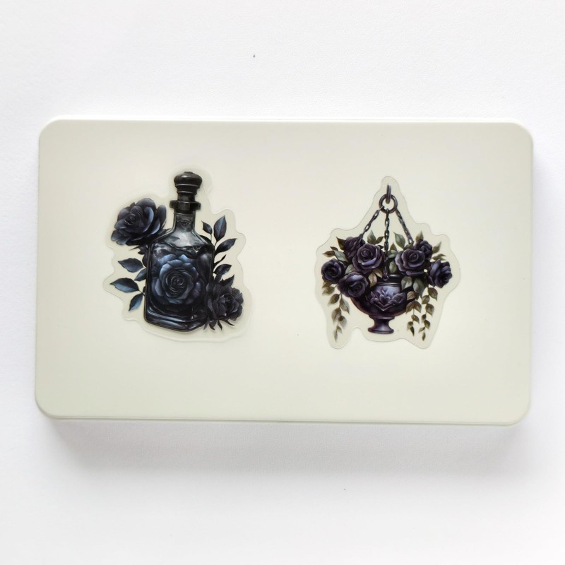 Dark Rose Stickers - 56 Pcs Clear PET