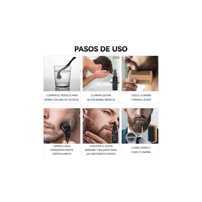 Kit Barba Cuidado Para Hombres Herramientas De Bigote 11pcs