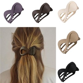 Pack of 5 Large Hair Clips, 3.15 Inches (8 cm), Hair Clip Set Matte Hair Clip, Women Thick Hair and Thin Elegant Hair Accessory (Black, Dark Coffee, Light Coffee, Purple, White)