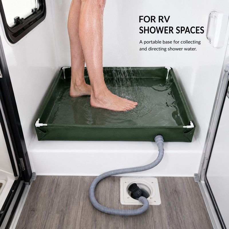 31.5-Inch Foldable Portable Shower Pan with Detachable Drain Pipe